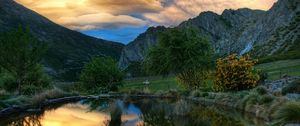 Preview wallpaper lake, round, coast, sky, mountains