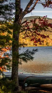 Preview wallpaper lake, shore, boats, island, nature