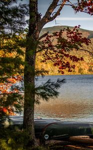 Preview wallpaper lake, shore, boats, island, nature