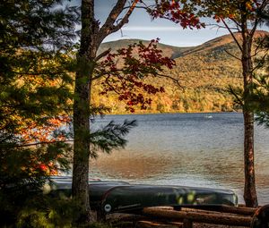 Preview wallpaper lake, shore, boats, island, nature