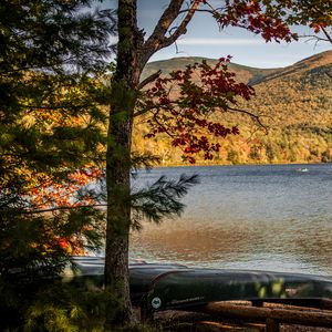 Preview wallpaper lake, shore, boats, island, nature