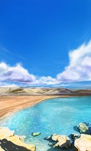 Preview wallpaper lake, shore, landscape, nature, art