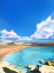 Preview wallpaper lake, shore, landscape, nature, art