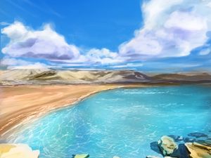 Preview wallpaper lake, shore, landscape, nature, art
