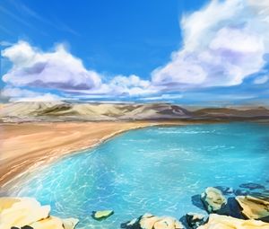 Preview wallpaper lake, shore, landscape, nature, art