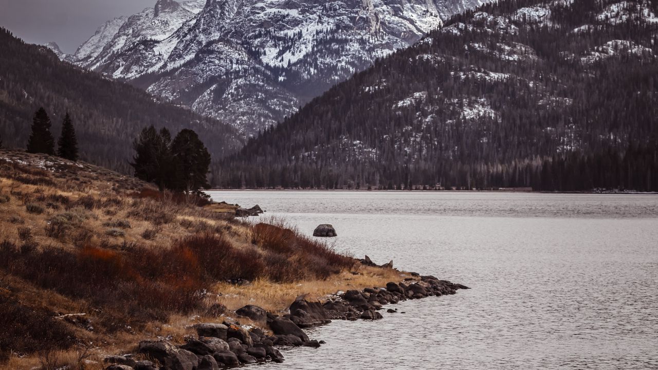 Wallpaper lake, shore, mountains, water, landscape
