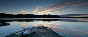 Preview wallpaper lake, shore, reflection, water, dusk