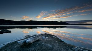 Preview wallpaper lake, shore, reflection, water, dusk
