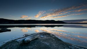Preview wallpaper lake, shore, reflection, water, dusk