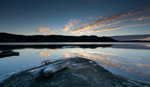 Preview wallpaper lake, shore, reflection, water, dusk