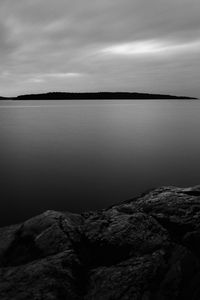 Preview wallpaper lake, shore, trees, silhouettes, black and white