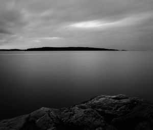 Preview wallpaper lake, shore, trees, silhouettes, black and white