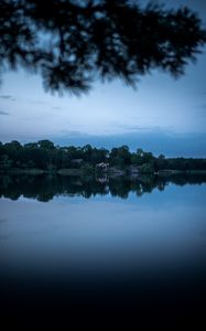 Preview wallpaper lake, shore, trees, house, landscape