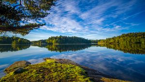 Preview wallpaper lake, shore, trees, landscape, water, reflection