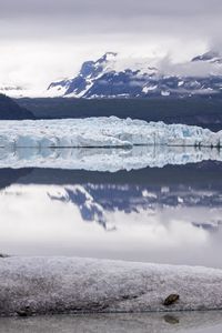 Preview wallpaper lake, snow, ice, mountains, landscape, winter