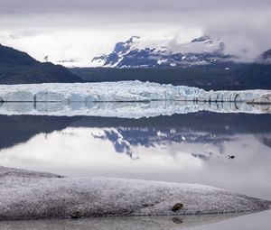 Preview wallpaper lake, snow, ice, mountains, landscape, winter