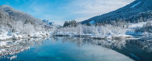 Preview wallpaper lake, snow, winter, trees, shore