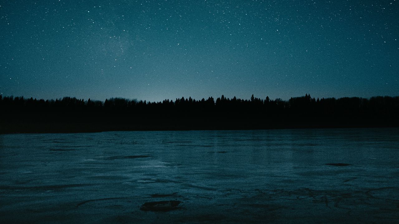 Wallpaper lake, starry sky, night, dark