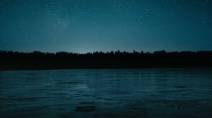 Preview wallpaper lake, starry sky, night, dark