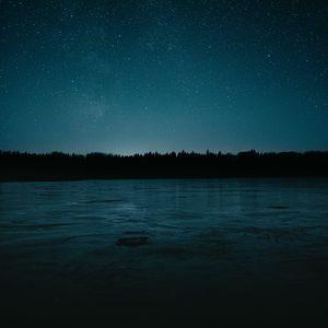 Preview wallpaper lake, starry sky, night, dark