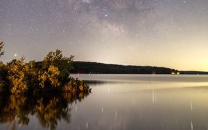 Preview wallpaper lake, starry sky, reflection, night, nature