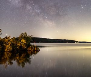 Preview wallpaper lake, starry sky, reflection, night, nature