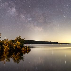 Preview wallpaper lake, starry sky, reflection, night, nature