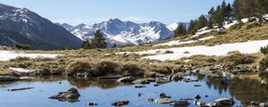 Preview wallpaper lake, stones, bottom, mountains, landscape