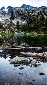 Preview wallpaper lake, stones, mountains, nature, landscape