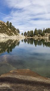 Preview wallpaper lake, stones, mountains, trees, landscape