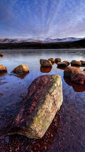 Preview wallpaper lake, stones, water, landscape, nature