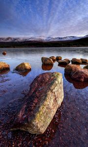 Preview wallpaper lake, stones, water, landscape, nature