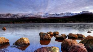 Preview wallpaper lake, stones, water, landscape, nature