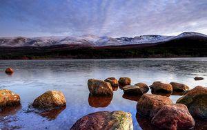 Preview wallpaper lake, stones, water, landscape, nature