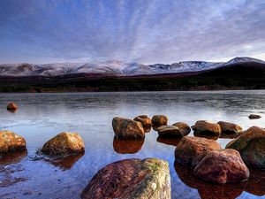 Preview wallpaper lake, stones, water, landscape, nature