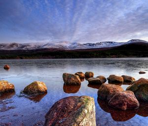 Preview wallpaper lake, stones, water, landscape, nature