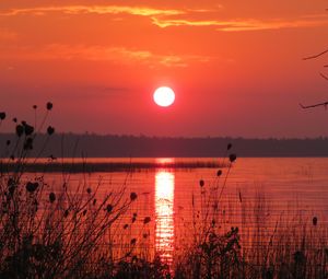 Preview wallpaper lake, sun, sunset, dark