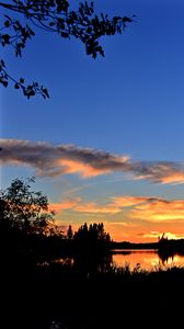 Preview wallpaper lake, sunset, dark, landscape, twilight
