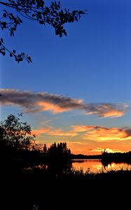 Preview wallpaper lake, sunset, dark, landscape, twilight