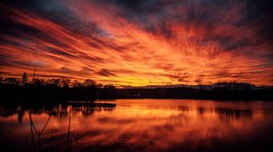 Preview wallpaper lake, sunset, dusk, dark, landscape