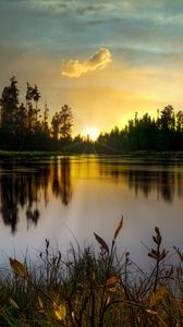 Preview wallpaper lake, sunset, dusk, landscape