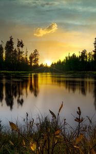 Preview wallpaper lake, sunset, dusk, landscape