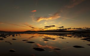 Preview wallpaper lake, sunset, dusk, water, reflection, shore