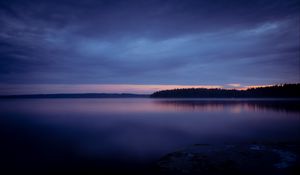 Preview wallpaper lake, sunset, dusk, water, shore