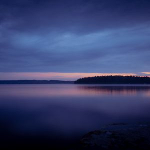 Preview wallpaper lake, sunset, dusk, water, shore