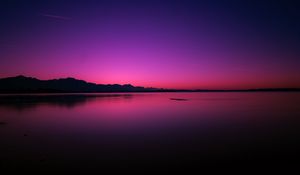 Preview wallpaper lake, sunset, horizon, night