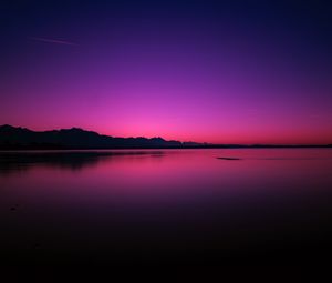 Preview wallpaper lake, sunset, horizon, night