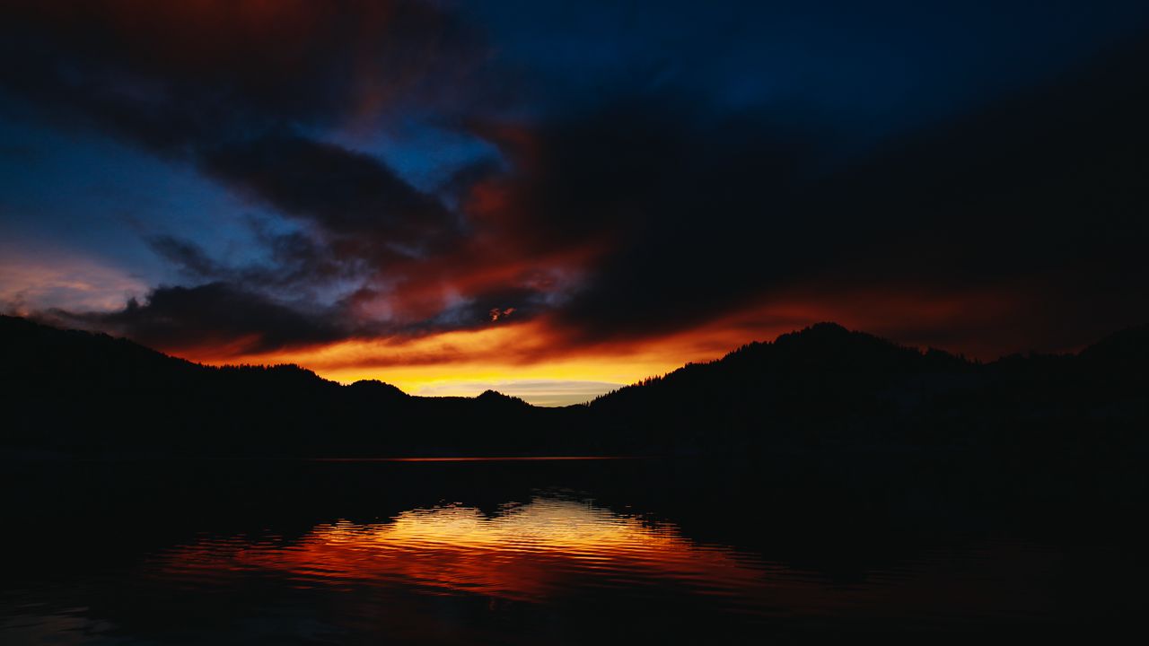 Wallpaper lake, sunset, horizon, romania