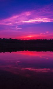 Preview wallpaper lake, sunset, horizon, evening, night, sky