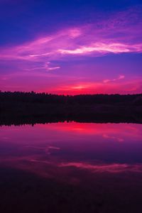 Preview wallpaper lake, sunset, horizon, evening, night, sky